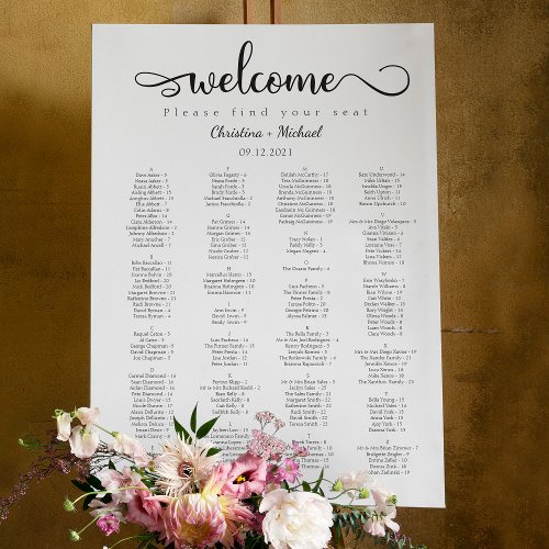 Welcome Calligraphy Alphabetical Seating Chart Foam Board