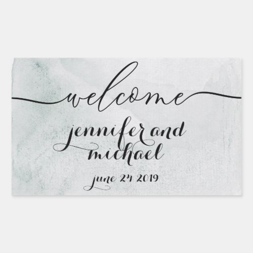 Welcome Calligraphy Paper Old Rectangular Sticker