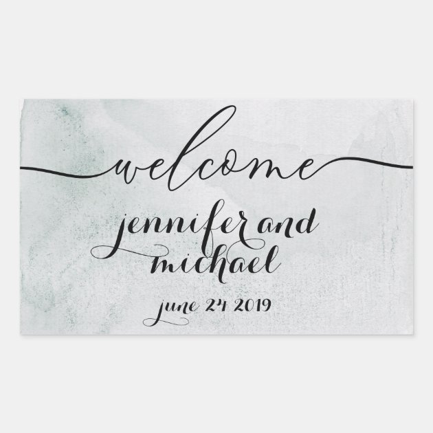 Welcome Calligraphy Paper Old Rectangular Sticker