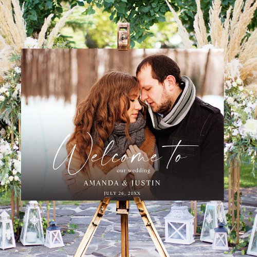 Welcome Calligraphy Photo Wedding or Party H Dark Foam Board