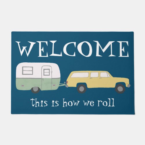WELCOME Camper Trailer Vintage Motorhome Customize Doormat