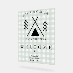 Welcome Camping Baby Shower Acrylic Sign