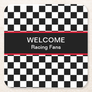Welcome Car Racing Fans   Square Paper Coaster