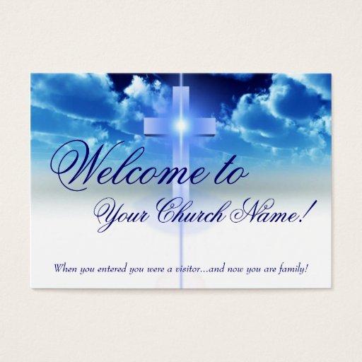 Customizable Welcome Card: Illuminated Cross Visitor Card Business Cards
