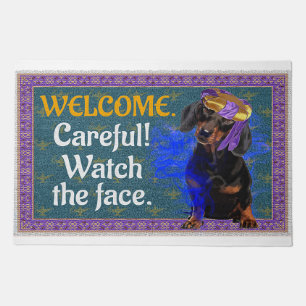 Welcome Careful Watch The face, Dachshund lover Doormat