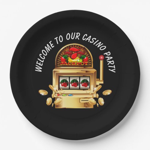 Welcome Casino gambling party paper plate