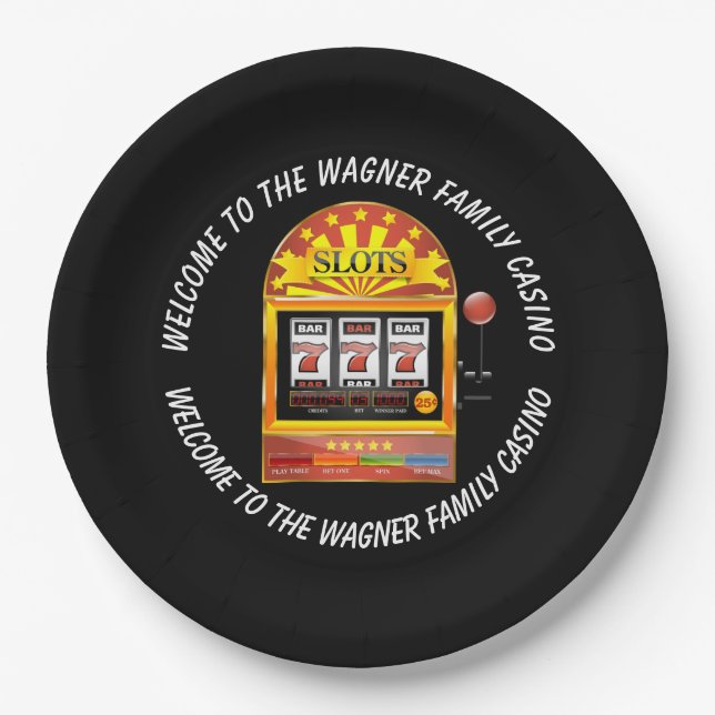 Welcome Casino party gambling Paper Plates (Front)