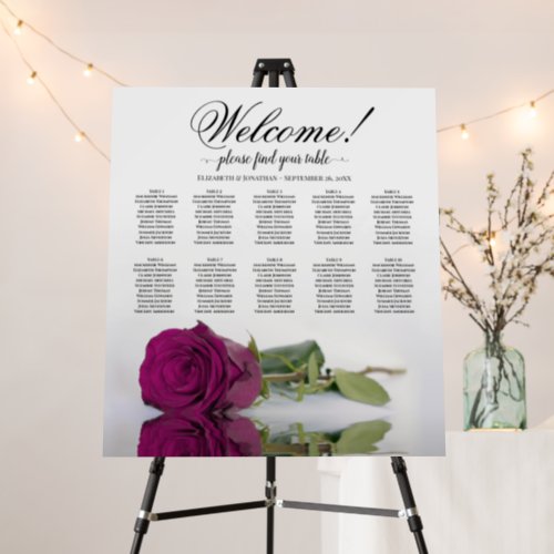 Welcome Cassis Magenta Rose 10 Table Seating Chart Foam Board