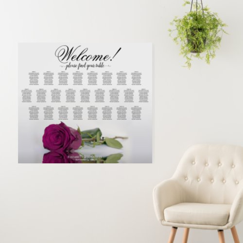 Welcome Cassis Magenta Rose 25 Table Seating Chart Foam Board