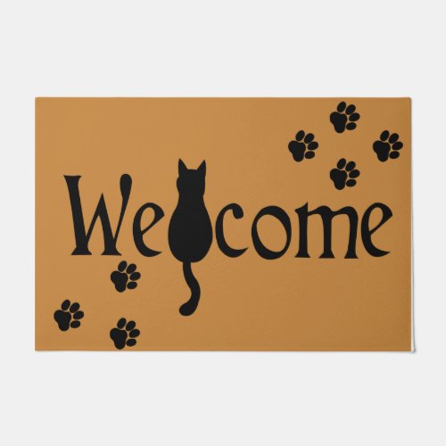 Welcome Cat  Cute Black Cat Paws Doormat