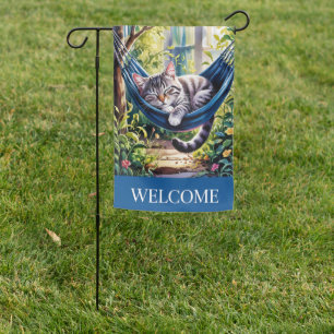 Welcome Cat Garden Flag
