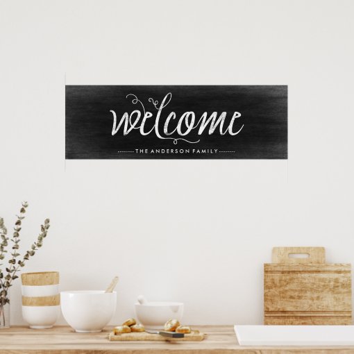 Welcome Chalkboard Look with Trendy Typography Poster | Zazzle