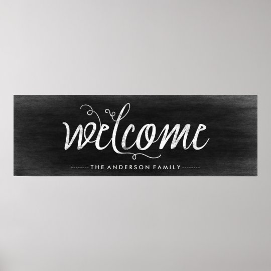 Welcome Chalkboard Look with Trendy Typography Poster | Zazzle.com