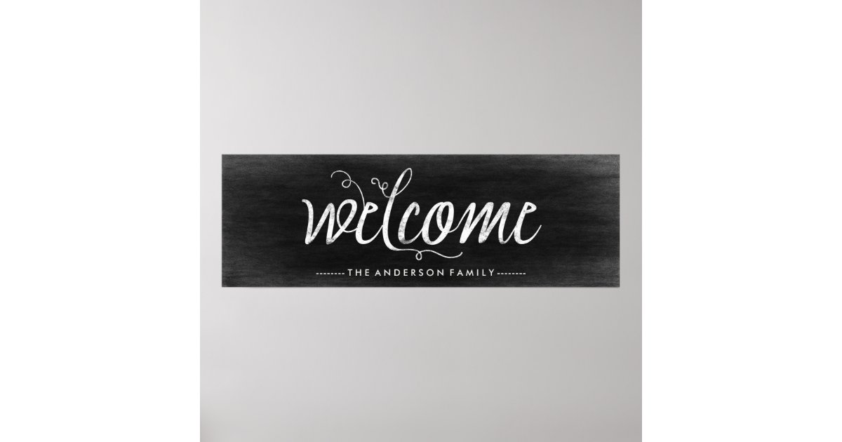 Welcome Chalkboard Look with Trendy Typography Poster | Zazzle