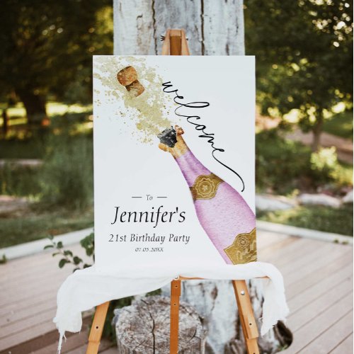 Welcome Champagne Birthday Party Sign