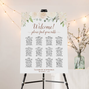 Welcome! Champagne Floral 12 Table Seating Chart Foam Board