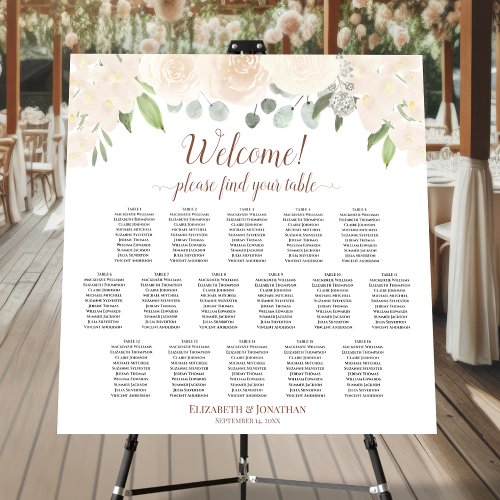 Welcome Champagne Floral 16 Table Seating Chart Foam Board