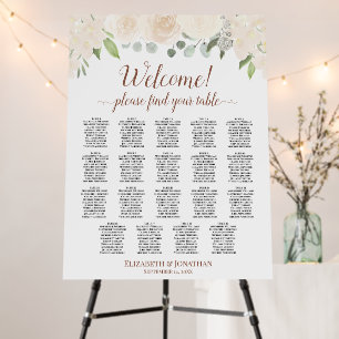 Welcome! Champagne Floral 19 Table Seating Chart Foam Board
