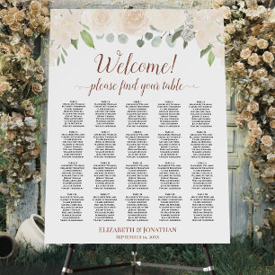 Welcome! Champagne Floral 20 Table Seating Chart Foam Board