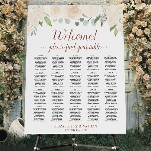 Welcome Champagne Floral 20 Table Seating Chart Foam Board