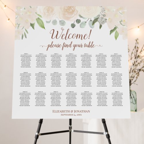 Welcome Champagne Floral 21 Table Seating Chart Foam Board