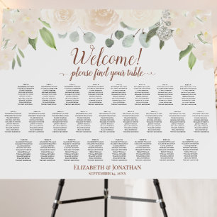 Welcome! Champagne Floral 25 Table Seating Chart Foam Board