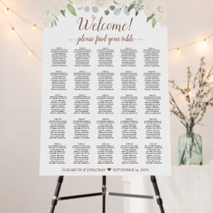 Welcome! Champagne Floral 25 Table Seating Chart Foam Board