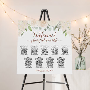 Welcome! Champagne Floral 9 Table Seating Chart Foam Board
