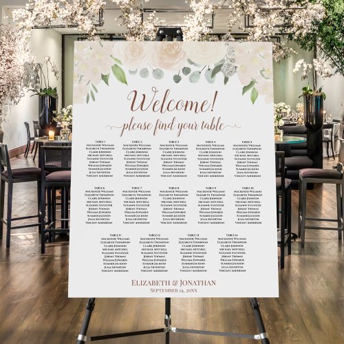 Welcome Champagne Roses 14 Table Seating Chart Foam Board