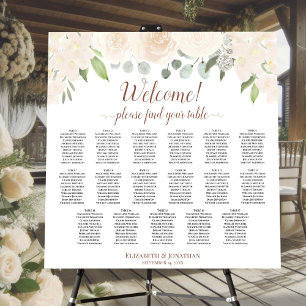 Welcome! Champagne Roses 17 Table Seating Chart Foam Board