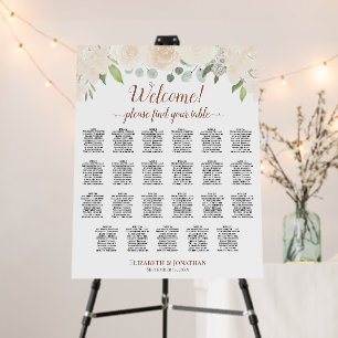 Welcome! Champagne Roses 23 Table Seating Chart Foam Board
