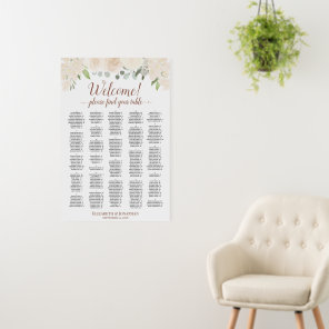 Welcome Champagne Roses Alphabetical Seating Chart Foam Board