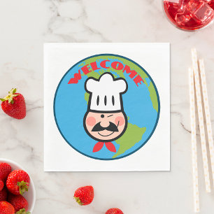 Welcome Chef Cute Cartoon Cook Napkins