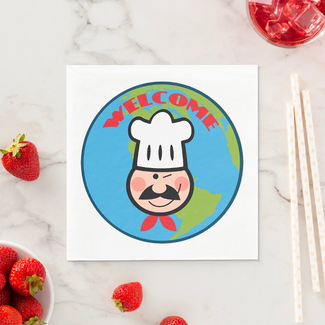 Welcome Chef Cute Cartoon Cook Napkins (Creator Uploaded)