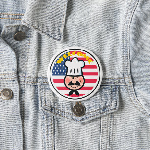 Welcome Chef With American Flag Button
