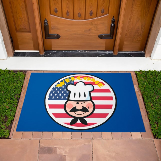 Welcome Chef With American Flag  Doormat (Creator Uploaded)
