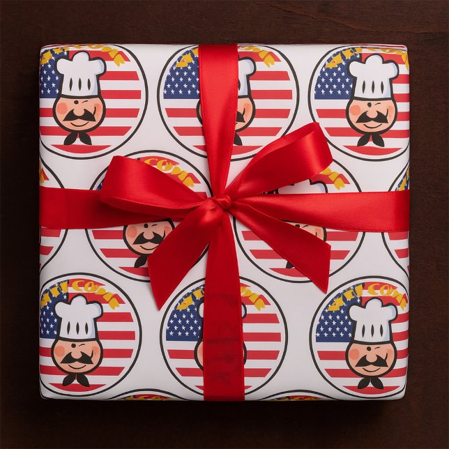 Welcome Chef With American Flag  Wrapping Paper (Creator Uploaded)