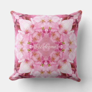 Welcome Cherry Blossoms Outdoor Pillow