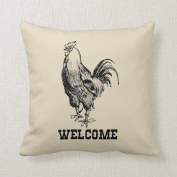 Welcome Chicken Farmhouse Style Throw Pillow
