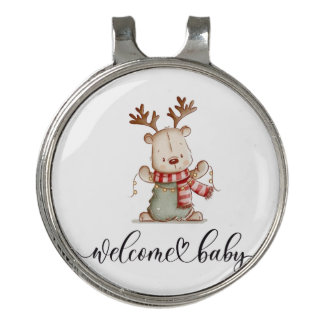 Welcome Christmas Baby Personalized Photo Bodysuit Golf Hat Clip