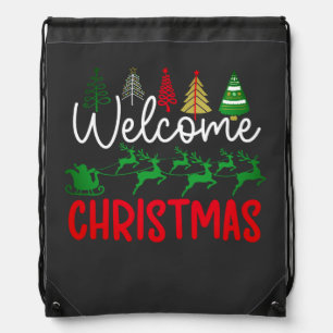 Welcome Christmas Festive Holiday Design-84964 Drawstring Bag