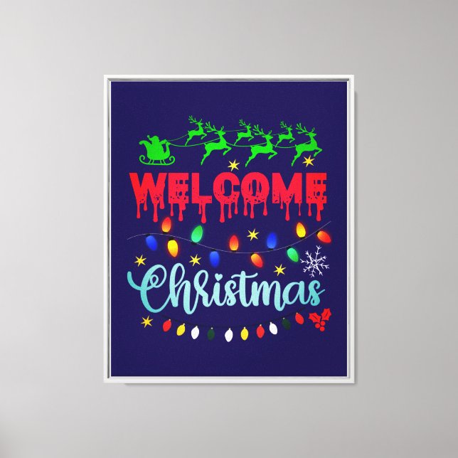 Welcome Christmas Festive Lights Desgin-81124 Canvas Print (Front)