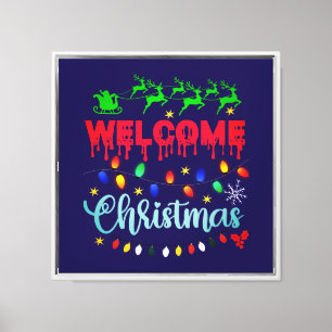 Welcome Christmas Festive Lights Desgin-81124 Canvas Print