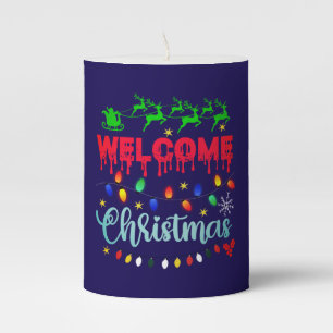 Welcome Christmas Festive Lights Desgin-81124 Pillar Candle