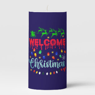 Welcome Christmas Festive Lights Desgin-81124 Pillar Candle
