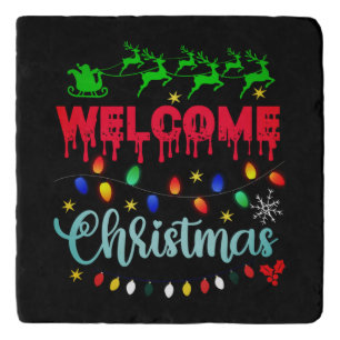 Welcome Christmas Festive Lights Desgin-81124 Trivet