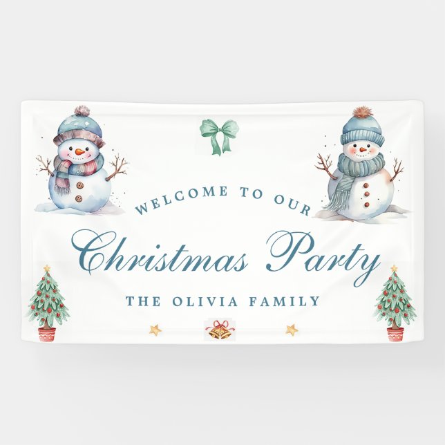  Welcome Christmas Holiday Banner Snowman (Horizontal)