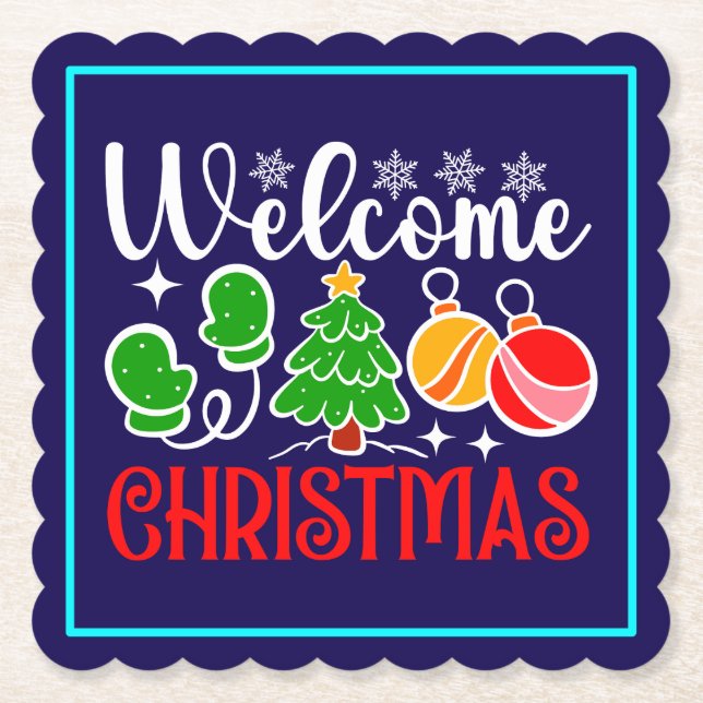 Welcome Christmas Paper Coaster (Front)