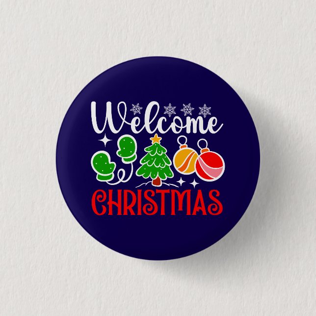 Welcome Christmas Tree And Ornaments-23758 Button (Front)