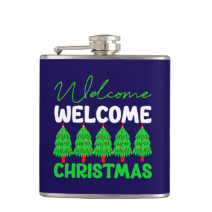 Welcome Christmas Tree Holiday Design-85600 Flask
